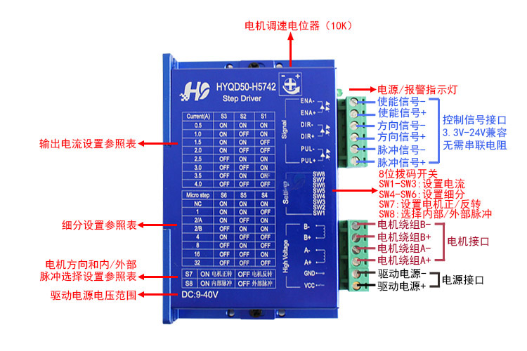 42/57步進(jìn)電機(jī)驅(qū)動器 自發(fā)脈沖 驅(qū)動控制一體 QD50(圖1)